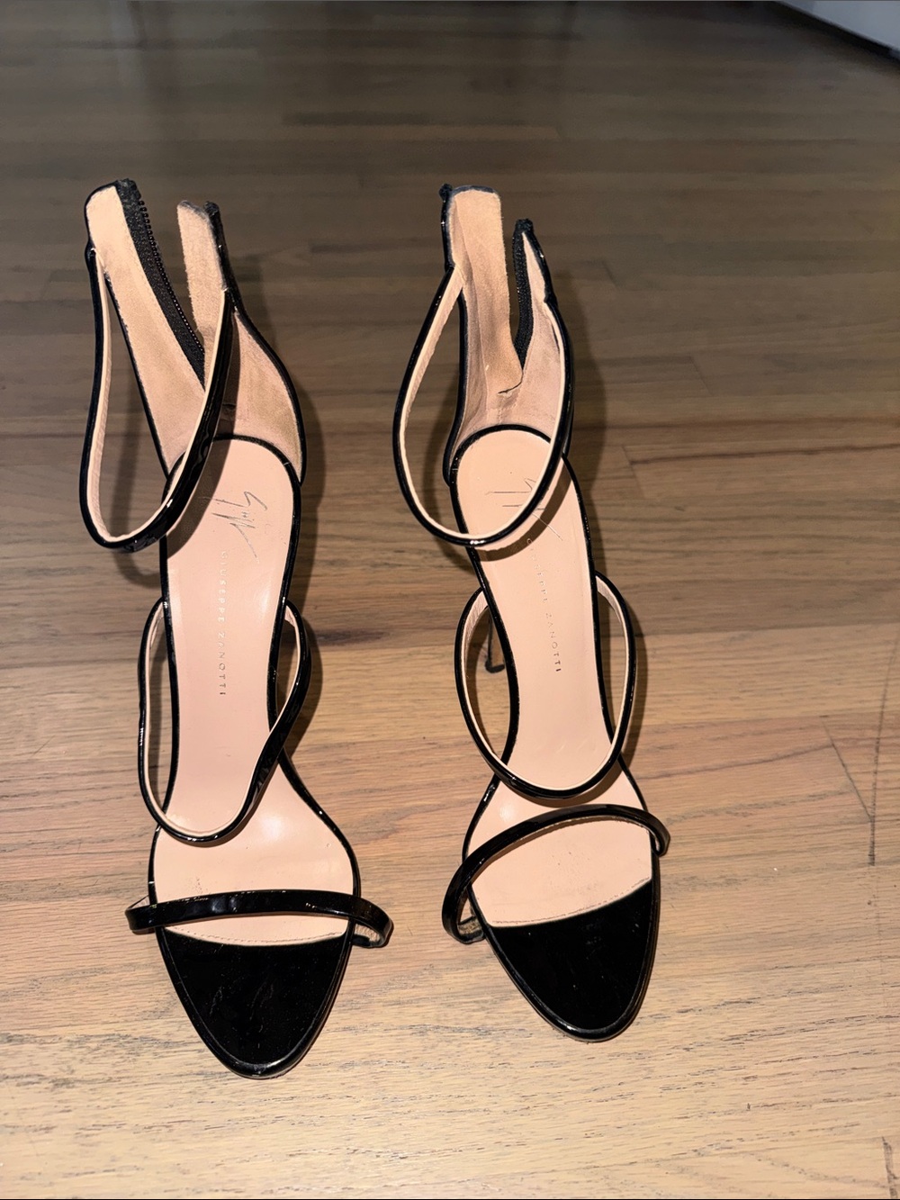 Giuseppe Zanotti Black Patent Strappy High Heel Sandals